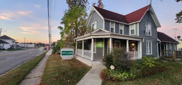 Photo of building in fall colors 